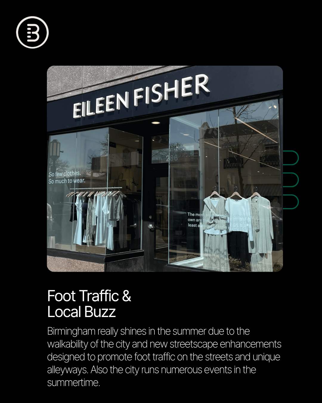 @[Downtown Birmingham](296)’s retail core is as tight as ever with low vacancy, high competition, and strong summer foot traffic thanks to city events and walkable charm (image 1)