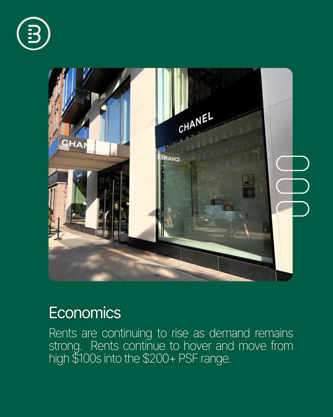 Local expert @[Jono Lapat](bb0b78e0-1dbb-4f4e-bb35-98bd514c180e) reports that Newbury Street and the Back Bay remain red hot, with demand far outpacing supply. Foot traffic is strong this summer, and retailers are eager to secure space in one of Boston’s most iconic shopping corridors (image 1)