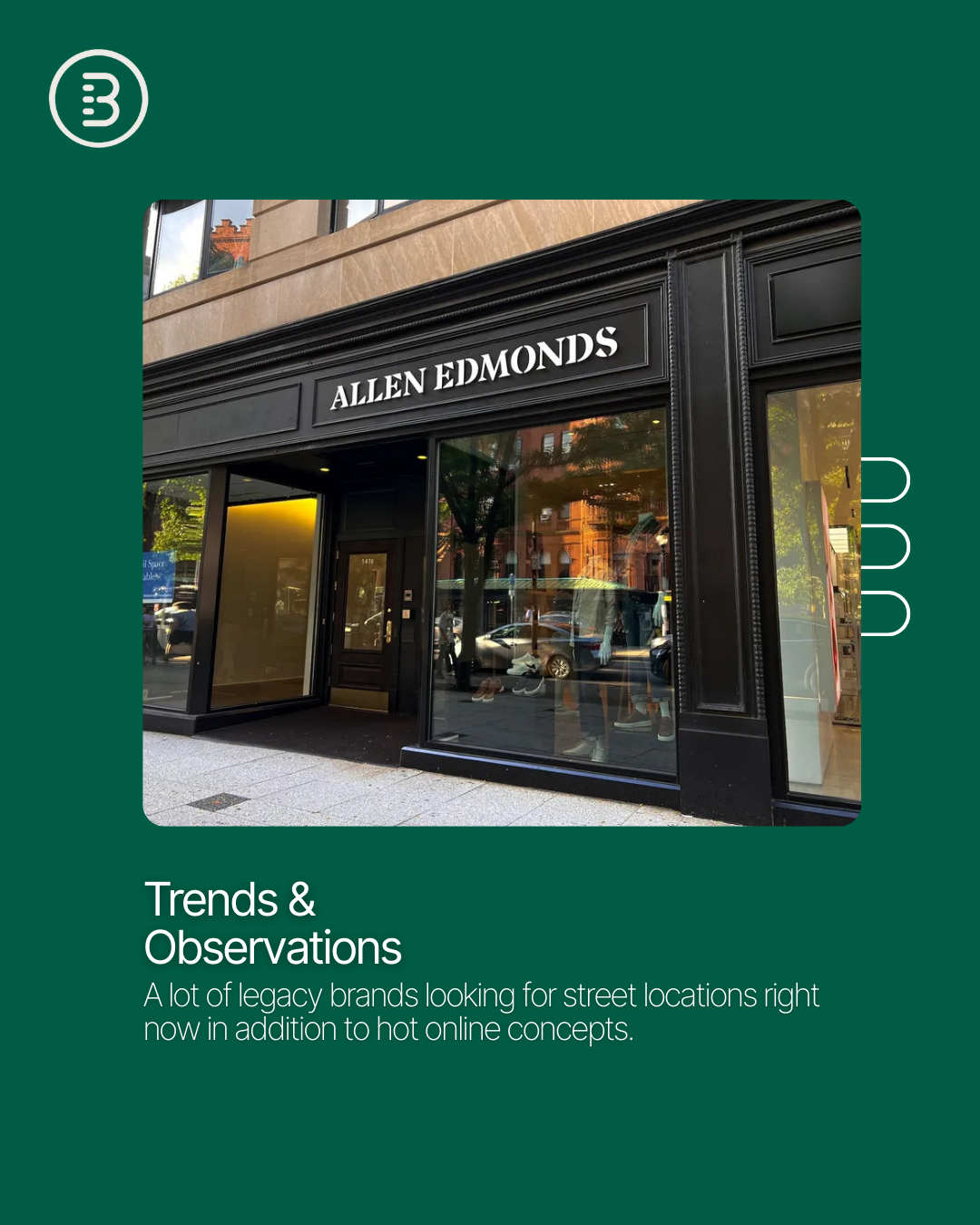 Local expert @[Jono Lapat](bb0b78e0-1dbb-4f4e-bb35-98bd514c180e) reports that Newbury Street and the Back Bay remain red hot, with demand far outpacing supply. Foot traffic is strong this summer, and retailers are eager to secure space in one of Boston’s most iconic shopping corridors (image 2)