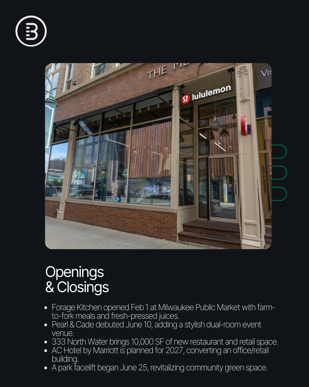 Local expert @[Daniel Cohen](60ac8721-d3e4-4005-b2b1-35c0cc31b2f4) reports a lively summer in Milwaukee’s Third Ward, where strong foot traffic, creative retail, and new development are driving momentum (image 1)