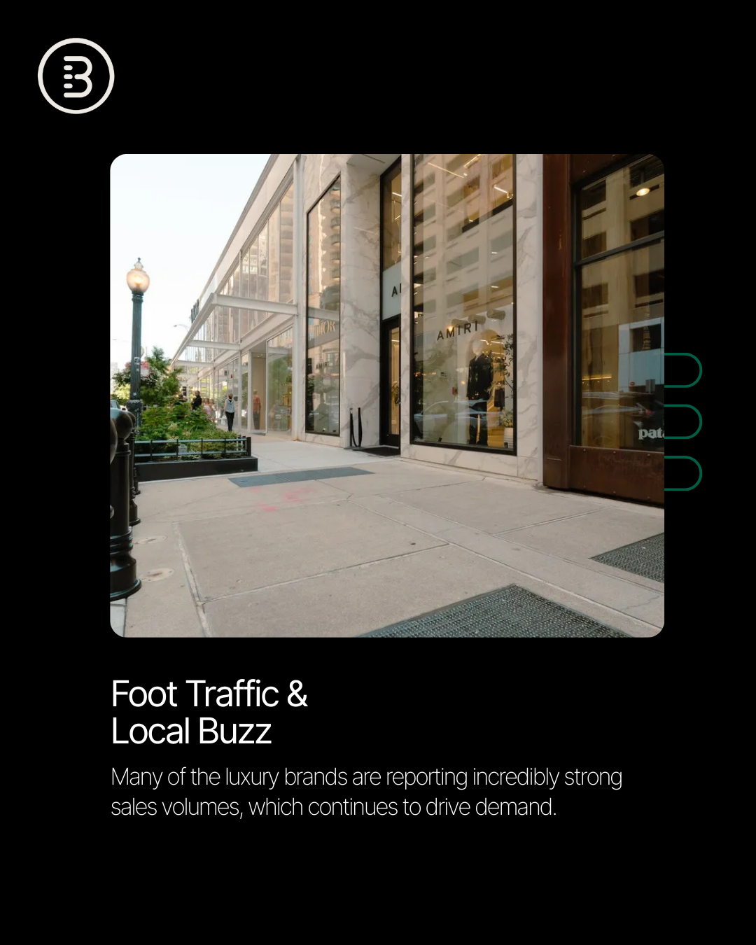 Local expert @[John Vance](7e08f947-1aa2-40e5-99ba-705c7745aa5d) reports record performance in Chicago’s Gold Coast, where vacancy is near zero and ground-floor rents are nearing $400 PSF NNN (image 2)