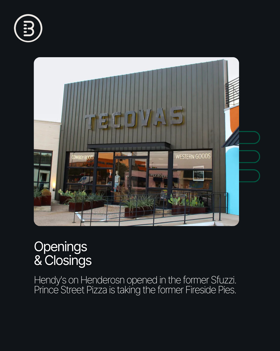 @[Julia Miller](20cd07fd-5dd3-46f9-a2c7-4bb2a53b1d0c) reports that @[Henderson Avenue](1349) is shaping up to be one of Dallas’s go-to spots for shopping, dining, and nightlife. The area is getting a major boost with Acadia’s mixed-use development, which will add new stores, chef-led restaurants, and office space (image 2)