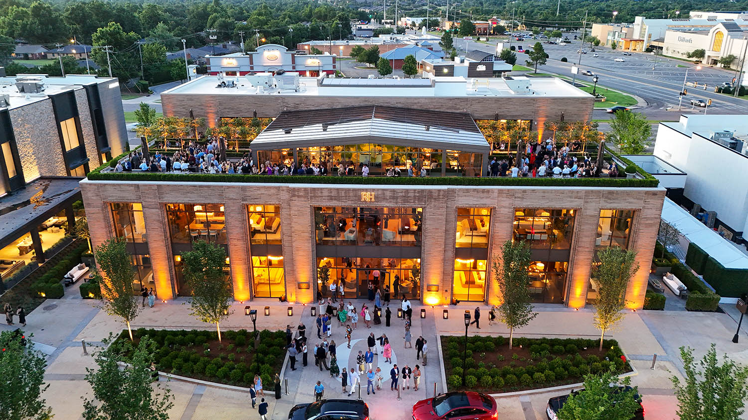 @[RH](469) recently celebrated their new store opening at OAK with a great party!  @[Bluemercury](105) and @[Shake Shack](500) will be opening soon!  See photos from the RH party below (image 2)