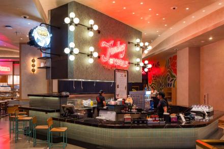 The new Via Via food hall is now open at The Venetian. This food hall brings a variety of options for the consumer. Some notable tenants being All'Antico Vinaio, Howlin' Ray's , Scarr's Pizza , B.S. Taqueria, Ivan Ramen, Turkey and the Wolf! (image 3)